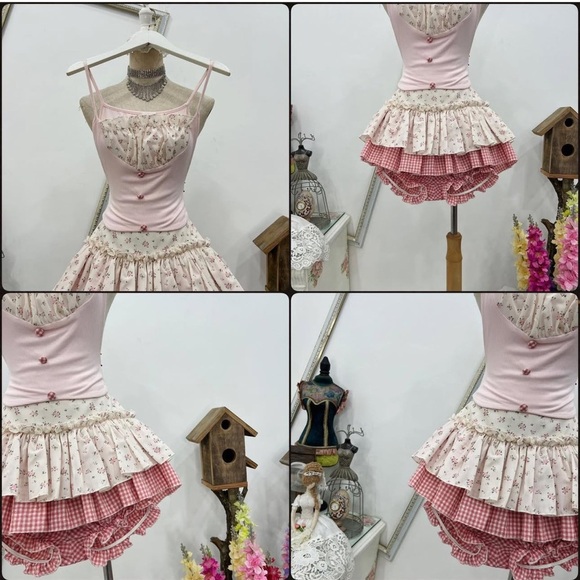 Y2K Pink Floral Ruffle set - Picture 3 of 12